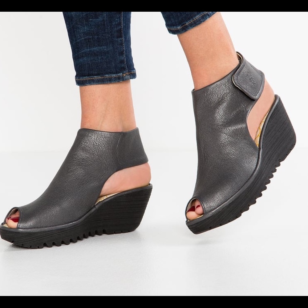 Fly London wedge peep toe